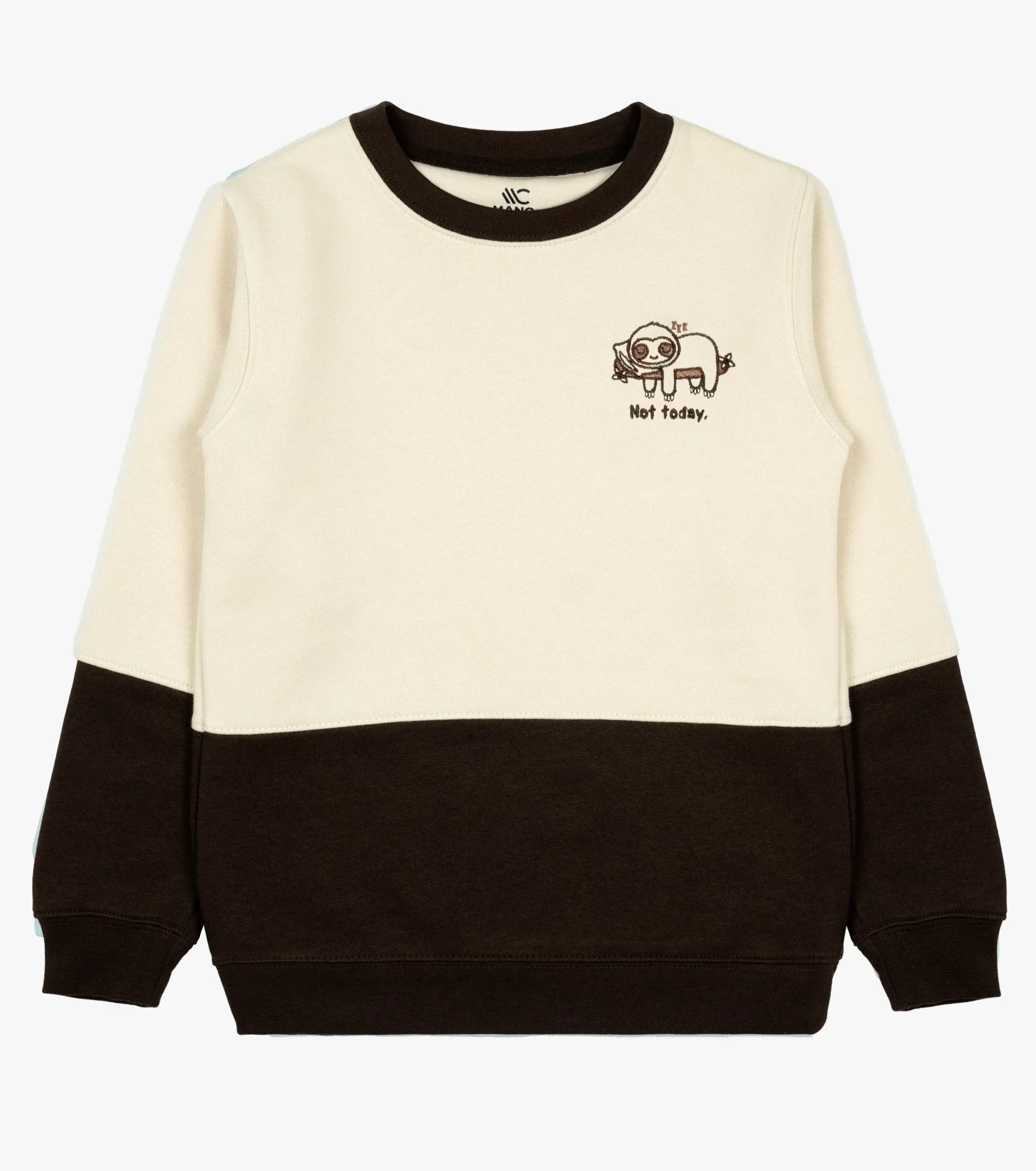 mano-colors-boys-embroidered-sweatshirt-cream-dark-brown-not-today-front-view