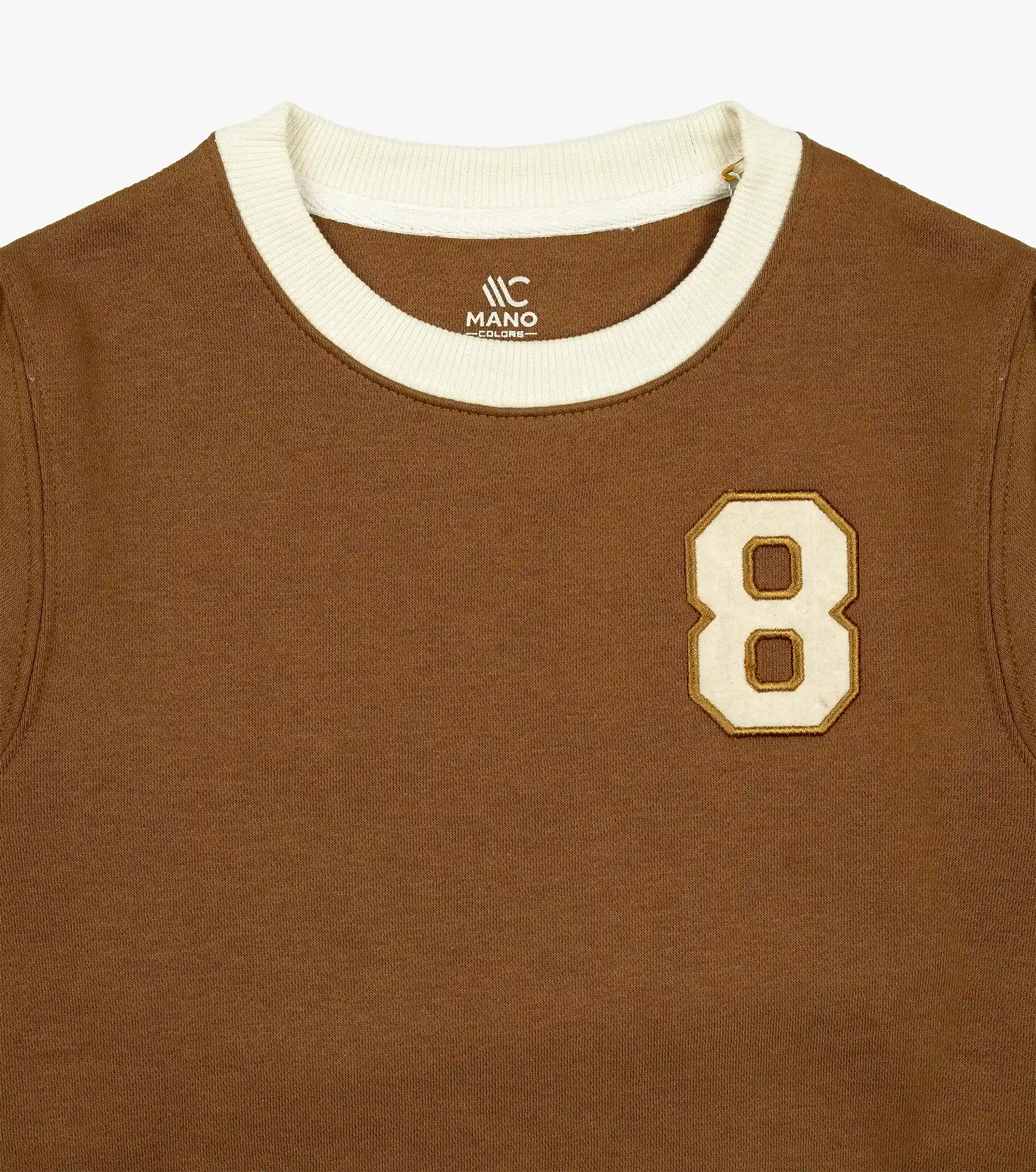 mano-colors-boys-embroidered-sweatshirt-golden-brown-eight-neck-details