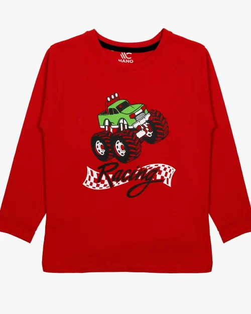 mano-colors-boys-graphics-long-sleeve-T-shirt-red-racing-jeep-front-view