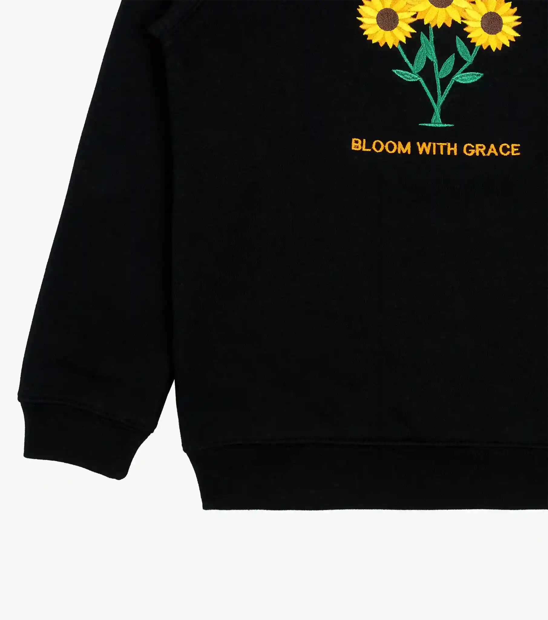 mano-colors-embroidered-girls-black-sweatshirt-sun-flower-rib-details