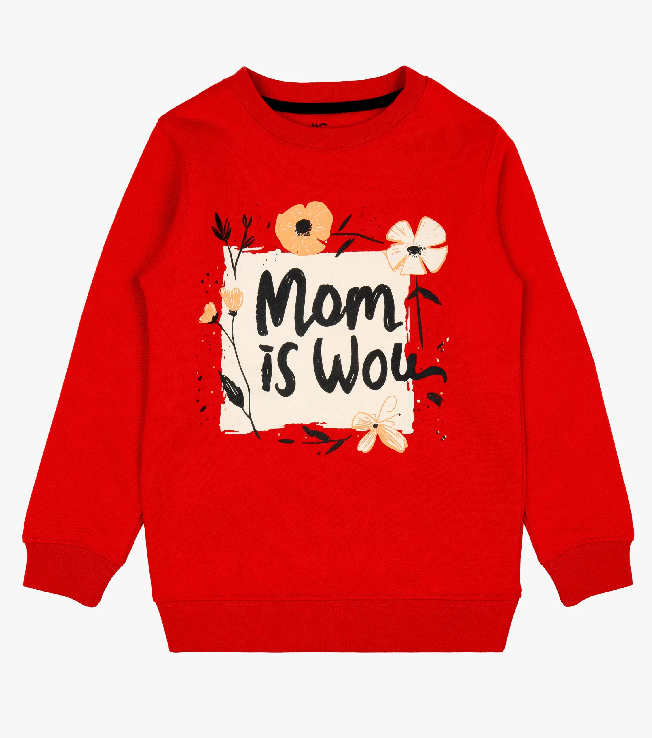 mano-colors-girls-graphics-sweatshirt-red-wow-mom-flowers-front-view