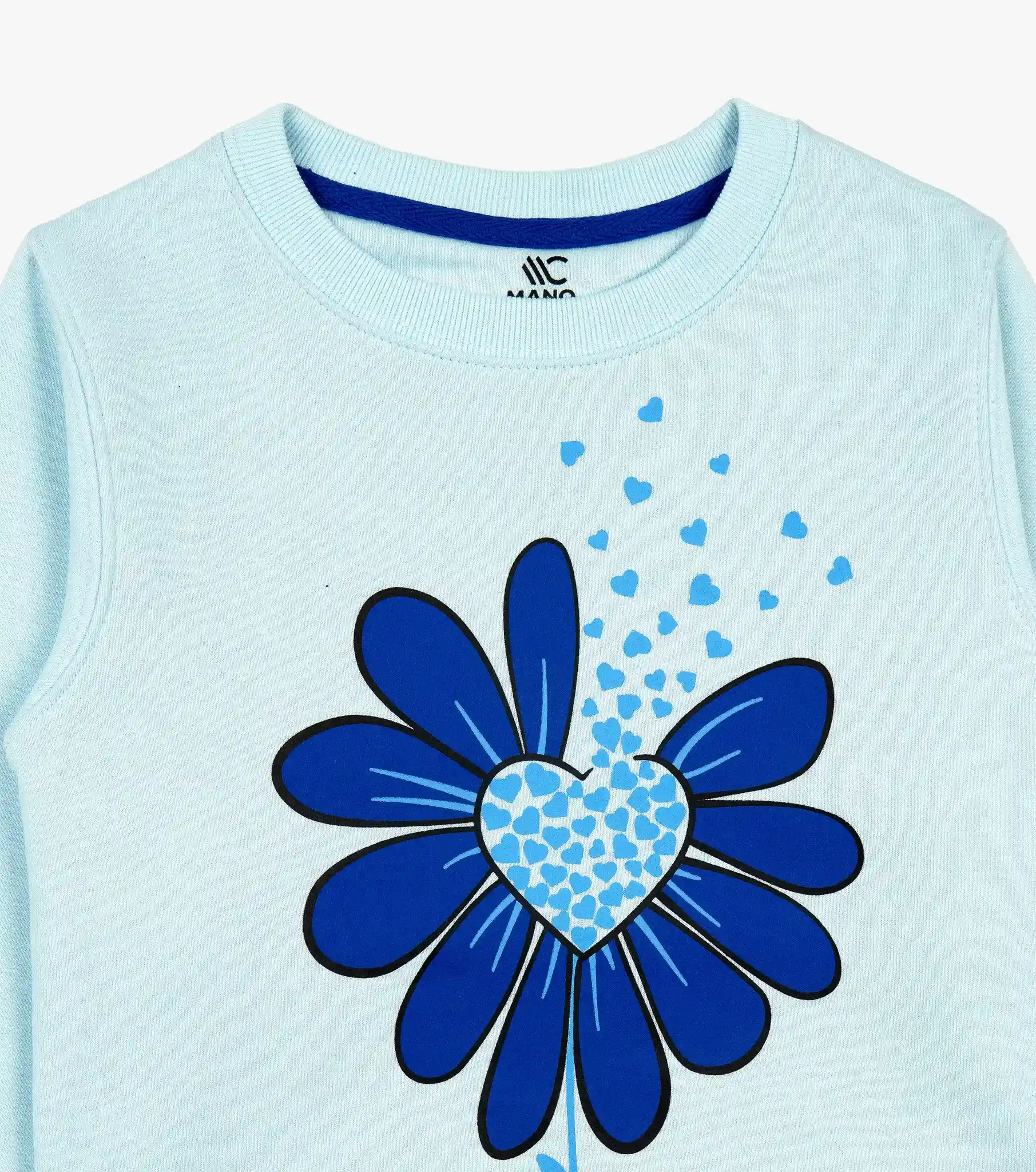 mano-colors-girls-graphics-sweatshirt-skyblue-feeling-good-forever-flower-neck-details