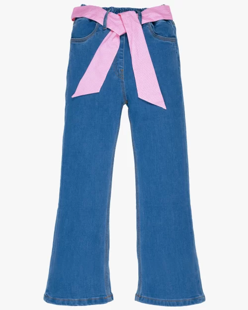 Medium Blue Girls Flared Comfort Denim Jeans Premium Quality by Mano Colors