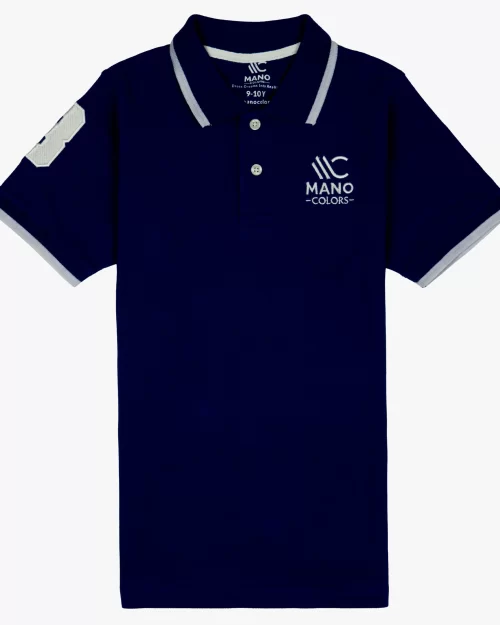 Boys Deep Royal Blue Embroidery Small Sleeve Polo Shirt