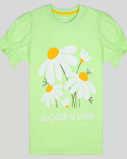 Mano Colors kids clothing Store Online presents girls baby-green graphics tshirt 01