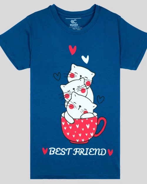 Mano Colors kids clothing Store Online presents girls blue-b002 graphics tshirt 01