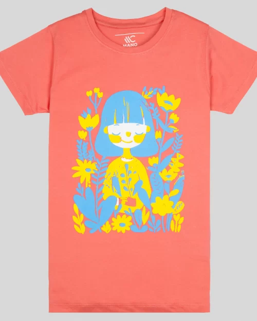 Mano Colors kids clothing Store Online presents girls pink-p002 graphics tshirt 01