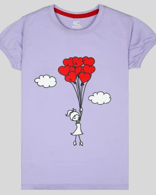 Mano Colors kids clothing Store Online presents girls purple-p003 graphics tshirt 01