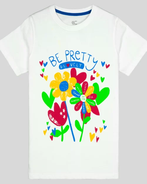 Mano Colors kids clothing Store Online presents girls white graphics tshirt 01